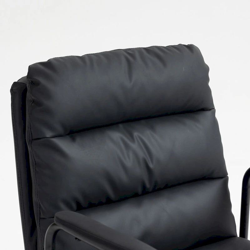 Bürostuhl, Home-Office-Schreibtischstuhl mit mittelhoher Rückenlehne, Rollen und Armlehnen, ergonomischer Drehstuhl aus PU-Leder