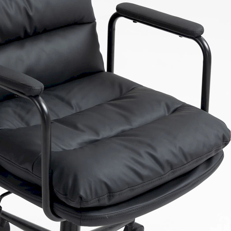 Bürostuhl, Home-Office-Schreibtischstuhl mit mittelhoher Rückenlehne, Rollen und Armlehnen, ergonomischer Drehstuhl aus PU-Leder